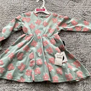 Paisley Pink Floral Kids Casual Dress - Green and Pink